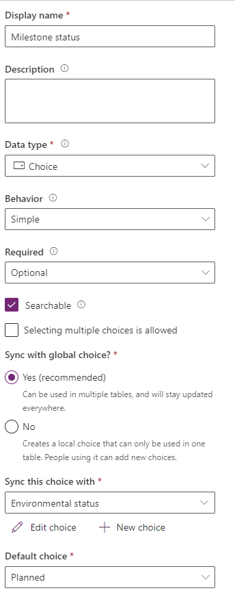 Add Choice column.