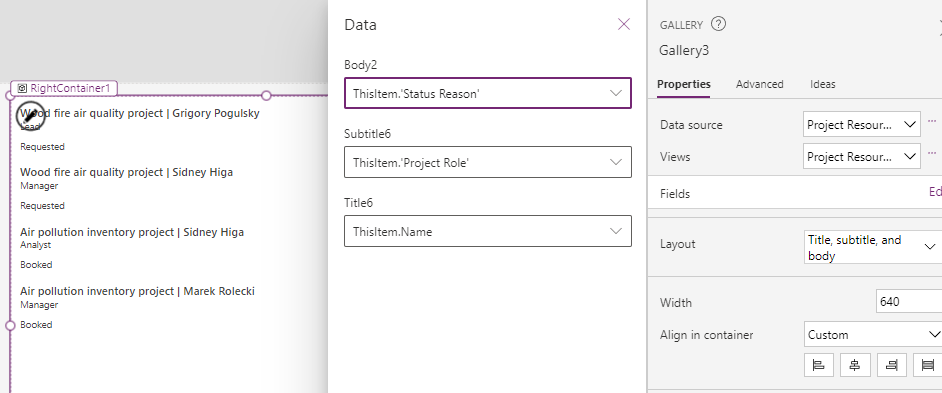 Fields for project resources.