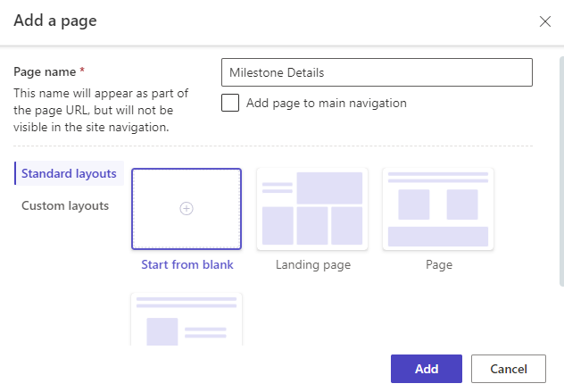 Add page to site.