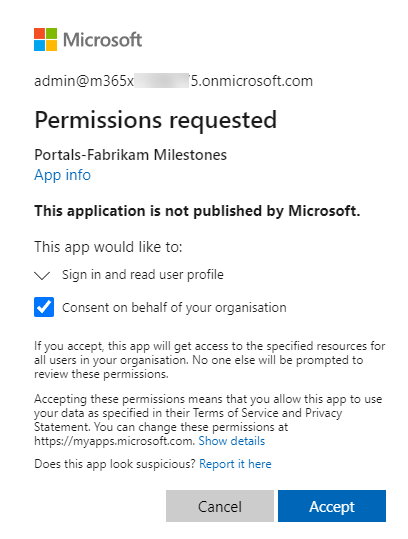 Power Pages consent.