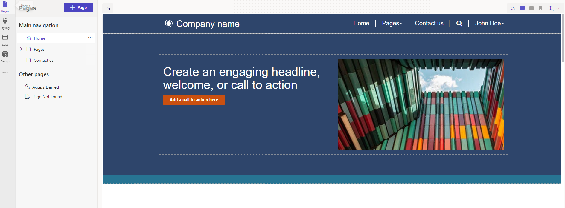 Power Pages designer.