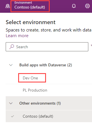 Environment selector.